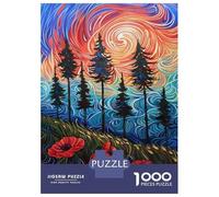 Puzzles pour Adolescents 1000 Pièces Whispering Poppies A Whimsical Forest Scene Puzzles pour Adultes Jeux Amusants Et Humoristiques Cadeaux De Noël Et d'anniversaire 52x38cm/1000pcs