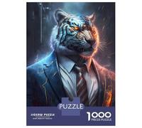 Puzzles pour Adolescents 1000 Pièces White Boss Tiger in Suit Puzzle pour Adultes Jeux Relaxants Décoration Intérieure Cadeaux Uniques pour Anniversaire Et Noël 70x50cm/1000pcs
