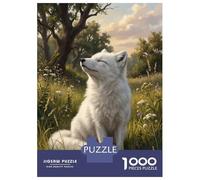 Puzzles Pour Adolescents 1000 Pièces White Fox in Meadow Puzzle Pour Adolescents - Idéal Pour Passer Le Temps À La Maison, Pour Un Anniversaire, Noël, Des Jeux En Famille Et Des Soirées Jeux 52x38cm/1