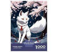 Puzzles pour Adolescents 1000 Pièces White Fox Kitsune Puzzle pour Adultes Jouets Anti-Stress Améliore La Mémoire Cadeaux Anti-Stress 52x38cm/1000pcs