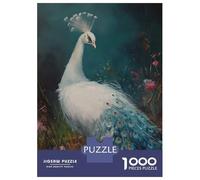 Puzzles pour Adolescents 1000 Pièces White Peacock Painting Puzzle pour Adultes Jeux Relaxants Décoration Intérieure Cadeaux Uniques pour Anniversaire Et Noël 70x50cm/1000pcs