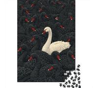 Puzzles pour Adolescents 1000 Pièces White Swan Among Black Birds -3 Puzzle À Faire Soi-même, Jouet Anti-Stress, Interaction Parent-Enfant 52x38cm/1000pcs