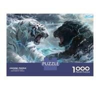 Puzzles pour Adolescents 1000 Pièces White Tiger Vs Black Panther Epic Battle Puzzle À Faire Soi-même, Jouet Anti-Stress, Interaction Parent-Enfant 70x50cm/1000pcs
