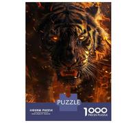 Puzzles pour Adolescents 1000 Pièces Wild Tiger on Fire Puzzle À Faire Soi-même, Jouet Anti-Stress, Interaction Parent-Enfant 38x26cm/1000pcs