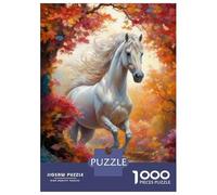 Puzzles pour Adolescents 1000 Pièces Wild White Horse in Autumn Puzzle pour Adultes Jouet Décoration Murale Défi Difficile Est Idéal comme Cadeau 38x26cm/1000pcs