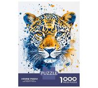 Puzzles pour Adolescents 1000 Pièces Wildly Spotted Leopard Watercolor Puzzle À Faire Soi-même, Jouet Anti-Stress, Interaction Parent-Enfant 52x38cm/1000pcs