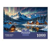 Puzzles pour Adolescents 1000 Pièces Winter Cabin by The Lake Puzzle pour Adolescents Améliore La Mémoire Difficile À Compléter Jeu Stimulant Jouets 38x26cm/1000pcs