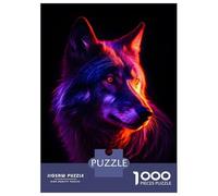 Puzzles pour Adolescents 1000 Pièces Wolf Dark Neon Colors Puzzles pour Adolescents, Jouet, Décoration Murale, Décoration Intérieure, Interaction Parent-Enfant 52x38cm/1000pcs