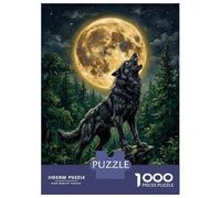 Puzzles pour Adolescents 1000 Pièces Wolf Howling at The Full Moon Puzzles pour Adolescents Jeu Familial pour Améliorer La Mémoire Cadeaux De Noël Et d'anniversaire 52x38cm/1000pcs