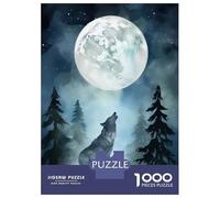 Puzzles pour Adolescents 1000 Pièces Wolf Howling at The Moon(2) Puzzle À Faire Soi-même, Jouet Anti-Stress, Interaction Parent-Enfant 52x38cm/1000pcs