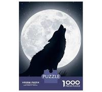 Puzzles pour Adolescents 1000 Pièces Wolf Howling at The Moon Puzzle Jeu Manuel pour S'amuser en Famille Cadeaux Uniques pour Anniversaire Et Noël 52x38cm/1000pcs