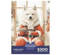 Puzzles pour Adolescents 1000 Pièces Wolf Santa on Toilet Puzzles pour Adultes Puzzle pour S'amuser en Famille Stimule Le Cerveau pour Les Jeux 38x26cm/1000pcs