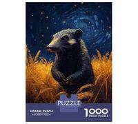 Puzzles pour Adolescents 1000 Pièces Wolverine in Golden Field Under Starry Sky Puzzles pour Adultes Puzzle pour S'amuser en Famille Stimule Le Cerveau pour Les Jeux 52x38cm/1000pcs