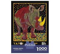 Puzzles pour Adolescents 1000 Pièces Yayoi Kusama Rhino No.7 Exhibition Poster Puzzles pour Adultes Course De Vitesse Manuelle pour Anniversaire, Noël Jeu Stimulant Cadeaux 70x50cm/1000pcs