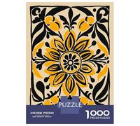 Puzzles pour Adolescents 1000 Pièces Yellow and Black Floral Pattern Puzzles pour Adolescents - Améliorez Votre Mémoire pour Un Anniversaire Ou Noël - Jeu Au Design Magnifique 52x38cm/1000pcs