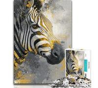 Puzzles pour Adolescents 1000 pièces Zèbre Noir et Or, pour Jeu éducatif, Jouet de défi, Cadeaux Secret Santa pour et 14 Ans 38x26cm