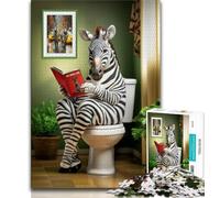 Puzzles pour Adolescents 1000 pièces Zèbre sur Les Toilettes, Aide Le Cerveau à exercer des Jouets addictifs pour cultiver la Patience, Cadeau pour Les Anniversaires (75x50cm)