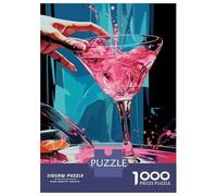 Puzzles pour Adolescents 1000 Pink Martini Cocktail Art Print Casse-têtes pour Adultes - Idée Cadeau Parfaite pour Toute La Famille 70x50cm/1000pcs