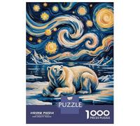 Puzzles pour Adolescents 1000 Polar Bear Starry Night Art Puzzles pour Adultes Jeu Manuel D'assemblage De Motifs Offre Spéciale pour Toute La Famille 38x26cm/1000pcs
