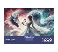 Puzzles pour Adolescents 1000 Princess and Epic Dragon Puzzle pour Adultes Jeu De Réflexion Analyse Et Logique Cadeaux Anti-Stress 70x50cm/1000pcs