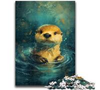 Puzzles pour Adolescents 1000 Puzzles Adorable Petite Loutre Jaune Difficile à compléter mais Amusant et Humoristique Décoration d'intérieur Unique et Cadeaux 26x38cm