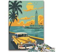Puzzles pour Adolescents 1000 Puzzles Affiche de Voyage à Cuba Entraînez Votre Cerveau et Vos Mains Interaction Parent-Enfant pour Les 14 Ans et Plus (Taille 38x26cm)