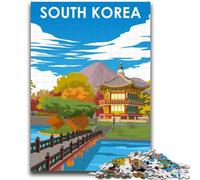 Puzzles pour Adolescents 1000 Puzzles Affiche de Voyage en Corée du Sud Aidez Le Cerveau à exercer Jouets addictifs pour cultiver la Patience Convient aux Couples (Taille 50x75cm)