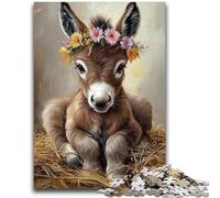 Puzzles pour Adolescents 1000 Puzzles Âne Floral Aidez Le Cerveau à exercer des Jouets addictifs pour cultiver la Patience Décoration Murale 26x38cm