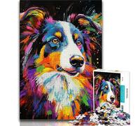 Puzzles pour Adolescents, 1000 Puzzles aquarelles, Berger Australien, pour Jeu éducatif, défi, décoration d'intérieur et Cadeaux Uniques (38x26cm)