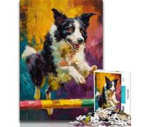 Puzzles pour Adolescents 1000 Puzzles Border Collie Courant, Jouets de Divertissement Familial, idéal comme Cadeau pour Toute la Famille 50x75cm