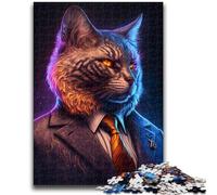 Puzzles pour Adolescents 1000 Puzzles Boss Cat en Costume Aidez Le Cerveau à exercer des Jouets addictifs pour cultiver la Patience Décoration Murale 26x38cm