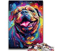 Puzzles pour Adolescents 1000 Puzzles Bulldog coloré psychédélique Entraînez Votre Cerveau et Vos Mains Cadeaux pour Amis et Famille 38x26cm