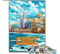 Puzzles pour Adolescents 1000 Puzzles Cadix Espagne Voyage, adapté aux Personnes de 14 Ans et Plus Jeux éducatifs Cadeaux Secret Santa 26x38cm