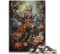 Puzzles pour Adolescents 1000 Puzzles Cerf Floral Entraînez Votre Cerveau et Vos Mains Cadeaux pour Amis et Famille 50x75cm