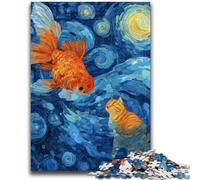 Puzzles pour Adolescents 1000 Puzzles Chat Orange et Poisson Rouge Difficile Cadeaux pour Les Amis et la Famille Convient pour Et 14 26x38cm