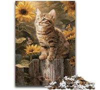 Puzzles pour Adolescents 1000 Puzzles Chaton Parmi Les Roses Jeu Stimulant et Jeu Familial Cadeaux du Père Noël Secret 26x38cm