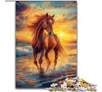 Puzzles pour Adolescents 1000 Puzzles Cheval au Coucher du Soleil Soulagement du Stress Défi Difficile Décoration d'intérieur Unique et Cadeaux 26x38cm
