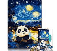 Puzzles pour Adolescents 1000 Puzzles Ciel Nocturne Panda, Jeu Familial Anti-Stress, défi Difficile, renforce l'amour Entre Couples 38x26cm