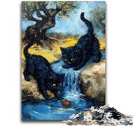 Puzzles pour Adolescents 1000 Puzzles Deux Chats Noirs pour Les 14 Ans et Plus Jeux de Famille Jeu de Noël Cadeaux pour Femmes 26x38cm