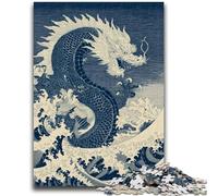 Puzzles pour Adolescents 1000 Puzzles Dragon Japonais Vague Jouet Jeu intellectuel pour la décoration de la Maison pour Les 14 Ans et Plus 50x75cm