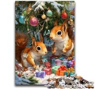 Puzzles pour Adolescents 1000 Puzzles Écureuil de Noël Entraînez Votre Cerveau et Vos Mains Cadeaux pour Amis et Famille 50x75cm