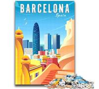 Puzzles pour Adolescents 1000 Puzzles Espagne Barcelone Voyage Art Aide Le Cerveau à exercer Jouets addictifs pour cultiver la Patience Décoration Murale (Taille 38x52cm)
