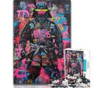 Puzzles pour Adolescents 1000 Puzzles Guerre de Guerriers samouraïs néon, Difficiles à compléter mais Amusants et Humoristiques, Cadeaux d'anniversaire et Cadeaux Uniques (38x26cm)