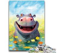 Puzzles pour Adolescents 1000 Puzzles Happy Hippo Delight Aidez Le Cerveau à exercer des Jouets addictifs pour cultiver la Patience Convient aux Couples 26x38cm