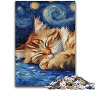 Puzzles pour Adolescents 1000 Puzzles Maine Coon Ciel Nocturne Difficile à compléter mais Amusant et Humoristique Anniversaire Unique et Cadeaux 26x38cm