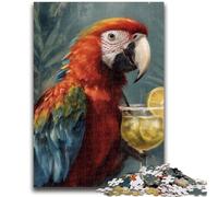 Puzzles pour Adolescents 1000 Puzzles Perroquet Buvant Une Boisson Aide Le Cerveau à exercer Jouets addictifs pour cultiver la Patience Convient aux Couples 26x38cm