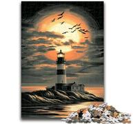 Puzzles pour Adolescents 1000 Puzzles Phare au Coucher du Soleil Aidez Le Cerveau à exercer des Jouets addictifs pour cultiver la Patience Décoration Murale 50x75cm