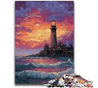 Puzzles pour Adolescents 1000 Puzzles Phare au Coucher du Soleil Difficile à compléter mais Amusant et Humoristique Cadeau d'anniversaire, Cadeaux, décoration Murale 50x75cm