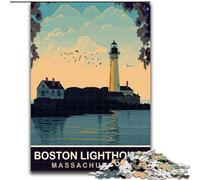 Puzzles pour Adolescents 1000 Puzzles Phare de Boston, adaptés aux Personnes de 14 Ans et Plus Jeux éducatifs Cadeaux du Père Noël Secret 26x38cm