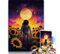 Puzzles pour Adolescents 1000 Puzzles Tournesol Astronaute, Jeu Familial Anti-Stress Défi Difficile Améliorer l'amour Entre Les Couples 38x26cm